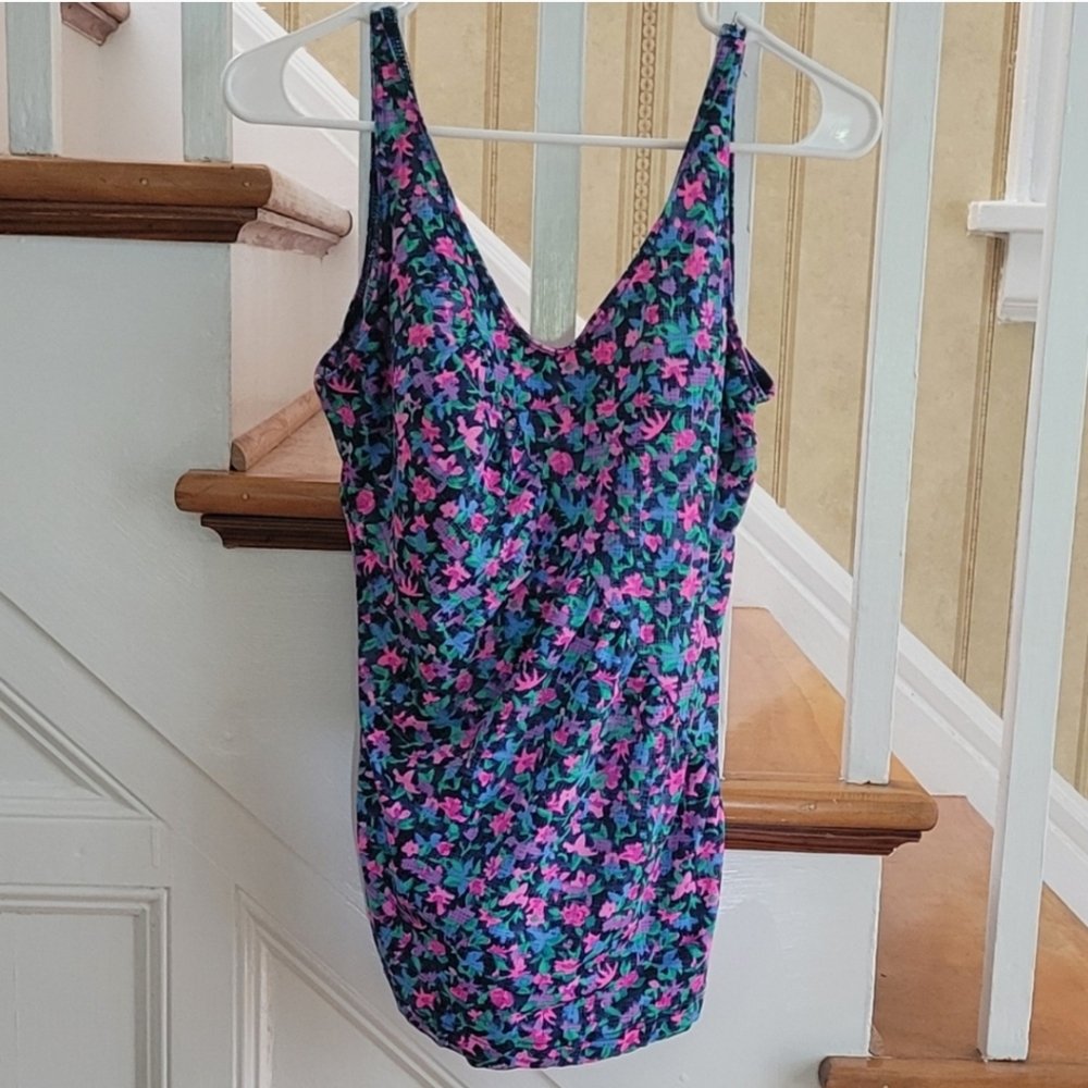 BODY I.D. Maillot Batten Floral Bathing Suit Size 16 Excellent Condition